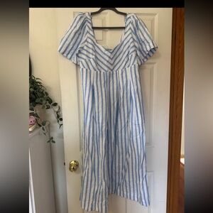 Blue and White Striped Dress size 12 Brand new